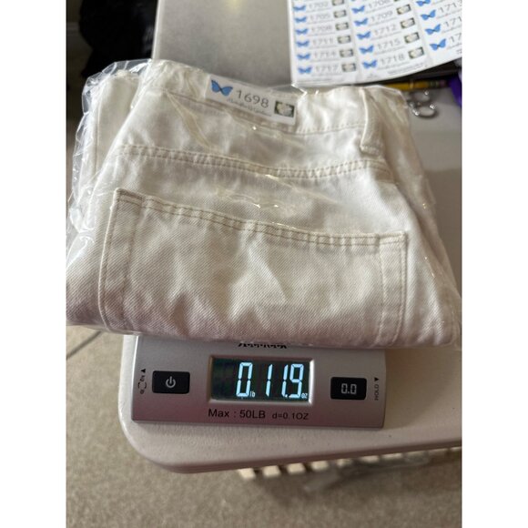 Zara Skirt Womens Medium White Denim Raw Hem Mini Short Distressed Fringe - Picture 6 of 7